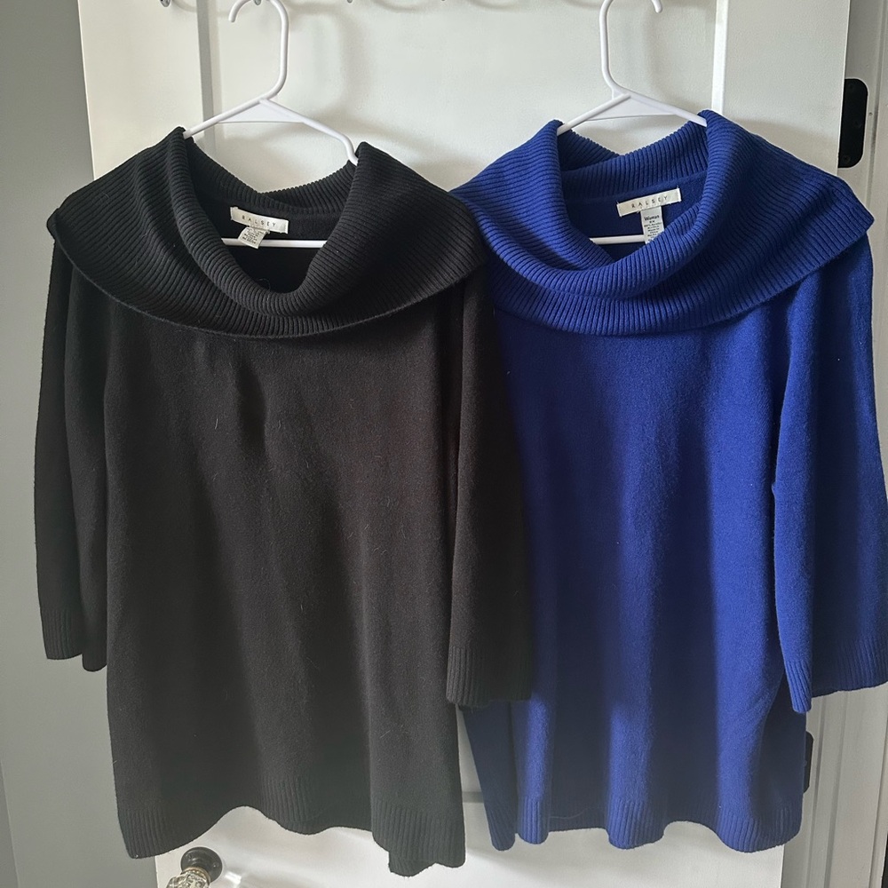 Ralsey’s Black and Blue Cowl Neck 2X Sweater Bundle